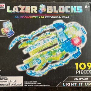 Block Tech Lazer Blocks LED color changing building set, Jellyfish, 109 pcs, New